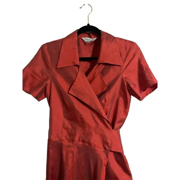 MAXMARA Shantung Wrap Dress Rust size Large*